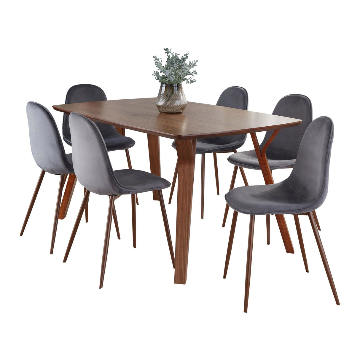Folia - Pebble 7 Piece Dining Set - Dark Gray