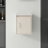 16" Floating Bathroom Vanity Combo, Wall Mounted Cabinet With Sink & Soft Close Doors For Small Bathrooms - Khaki