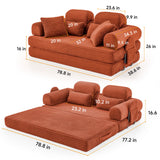 Convertible Sleeper Sofa With & Side Storage Pocket, Foldable Upholstered Couch For Living Room
