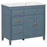 Bathroom Vanity With Sink, 1 Tip Out Drawer, 3 Side Drawers, Adjustable Shelf