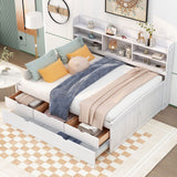 Captain Bed With Built In Bookshelves, 3 Storage Drawers, And Trundle
