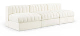 Rummi - Velvet Performance Fabric Upholstered 3 Piece Modular Armless Sofa