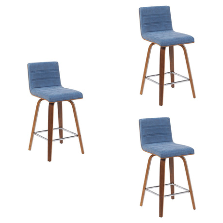 Vienna - Modern Counter Height Swivel Bar Stool - Walnut Finished Wood Frame