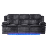 Winston - Power Reclining Sofa With LED Lighting, Hidden Drawer, And Drop Down Table - Black