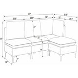 Upholstered Modular Sectional With Tall Legs, Medium Firm Seat