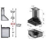 30" Ducted Wooden Wall Mount Range Hood with Dual Remote Blower and Hamilton - (329AHRD30) -