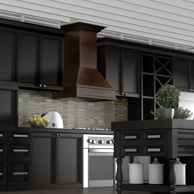 36" Wooden Wall Mount Range Hood and Hamilton - Includes Dual Remote Motor - 36 Inch / 700 - (329WHRD36) -