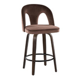 Ava - Upholstered Fixed-Height Barstool (Set of 2) - Walnut Glazed Wood Base