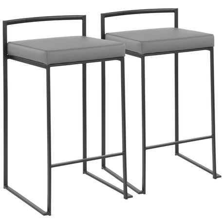 Fuji - Stackable Counter Stool With Cushion - Black Metal