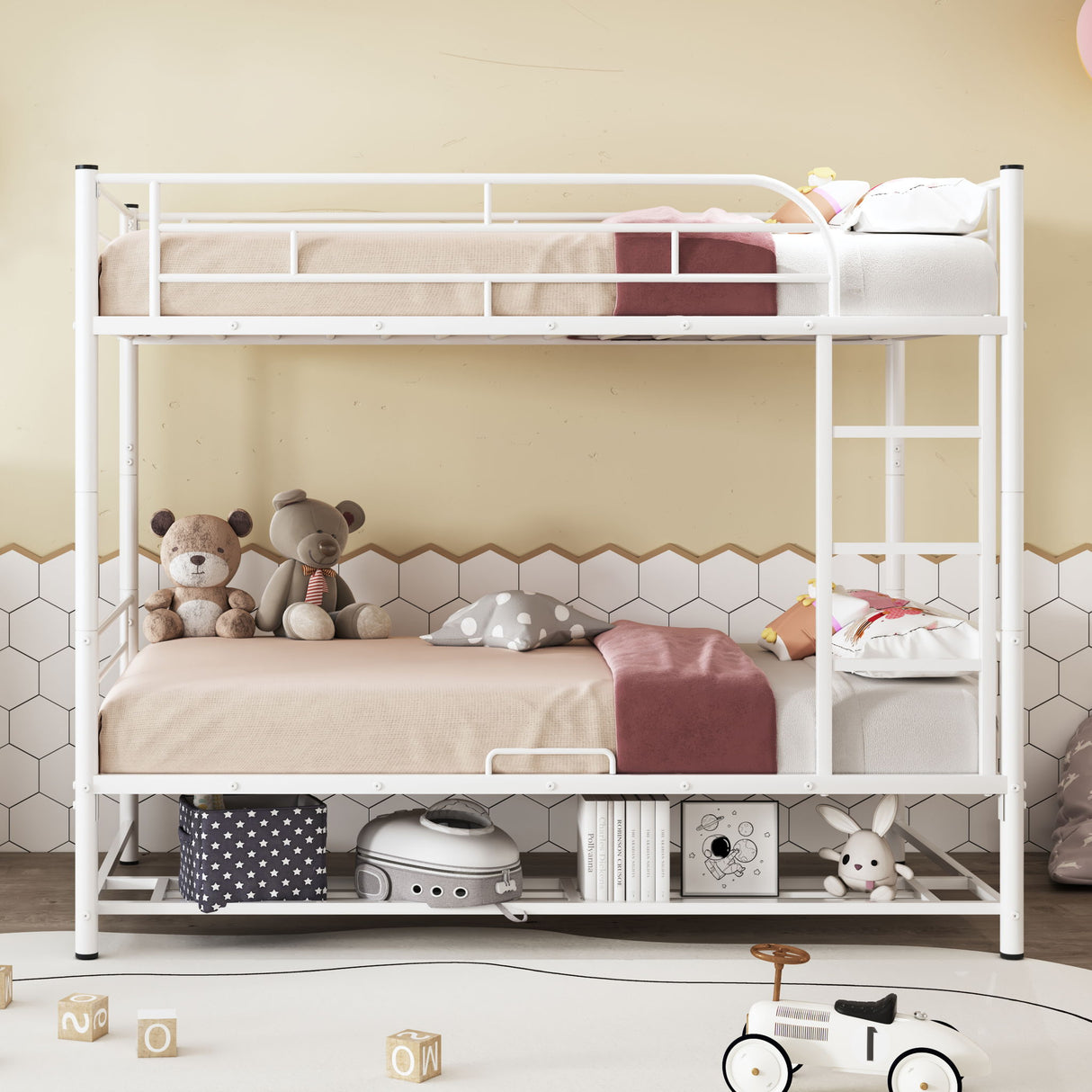 Metal Bunk Bed & Shelf And Guardrails