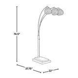Willow - Crystal Metal Floor Lamp - Polished Nickel, White Marble, Clear Crystal