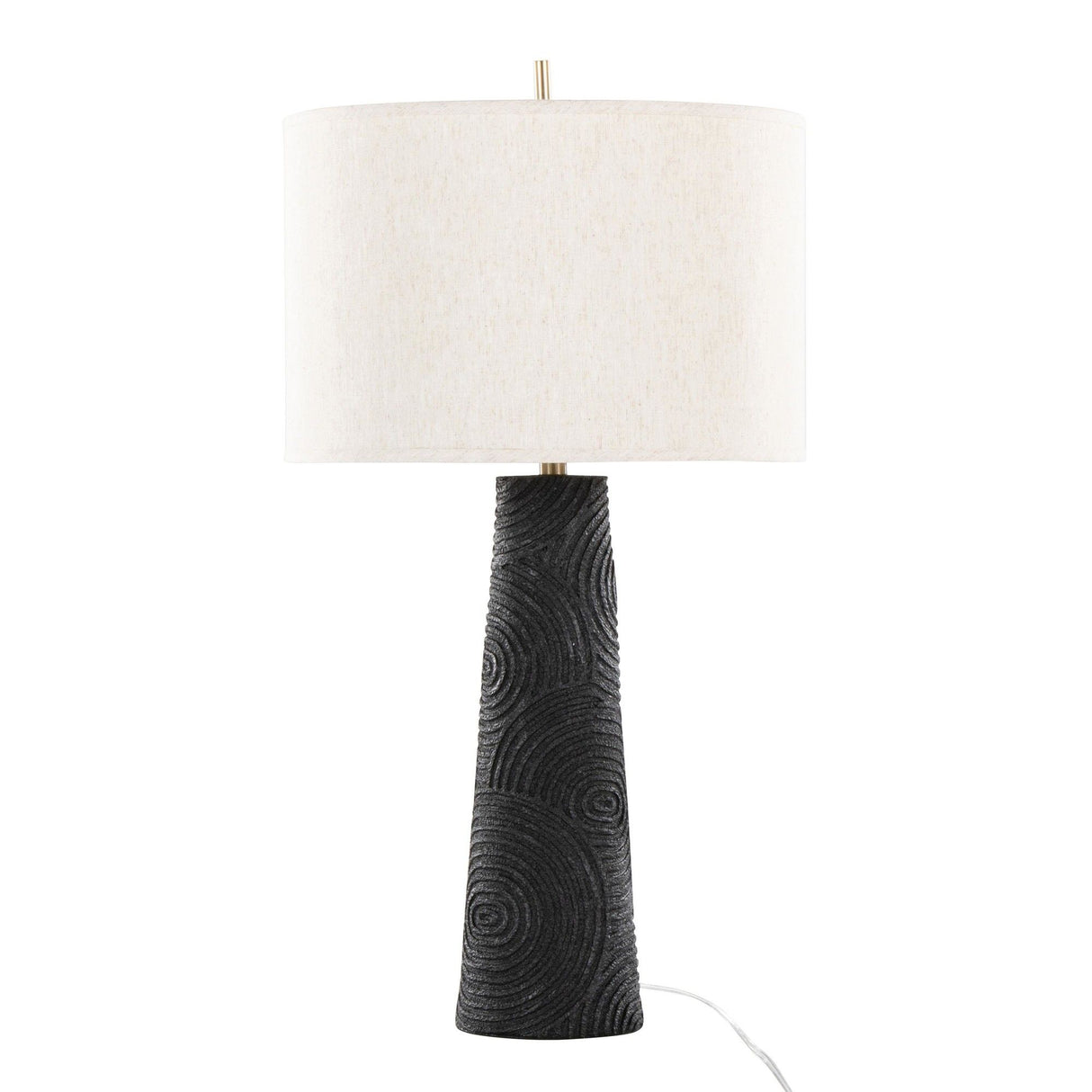 Kona - 31" Polyresin Table Lamp (Set of 2) - Matte Black Polyresin, Brass And Natural Linen Shade from Grandview Gallery