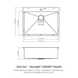 Drop In Kitchen Sink, 16 Gauge Stainless Steel, Topmount