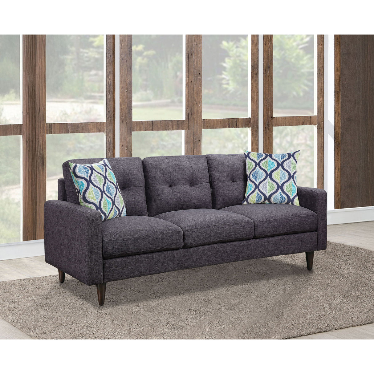 Montebello - Tufted Sofa With Track Arm Upholstered - Gray