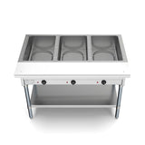 Three Pan Open Well Electric Steam Table with Undershelf, KM-OWS-3.
