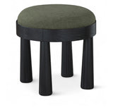 Larea - Linen Textured Fabric Ottoman - Black Base