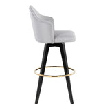 Ahoy - Upholstered Fixed-Height Barstool (Set of 2) - Black Base, Gold Footrest