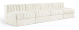 Rummi - Armless Velvet Performance Fabric Upholstered 4 Piece Modular Sofa
