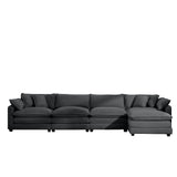 Modern Oversized Modular Cushion Sofa With Ottoman, Low Back, Deep Seating Sofa Set