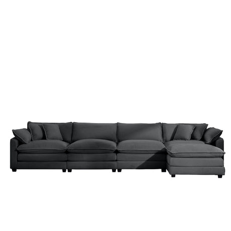 Modern Oversized Modular Cushion Sofa With Ottoman, Low Back, Deep Seating Sofa Set