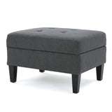 Storage Ottoman With Birch Wood Legs And Cushioned Top For Comfort
