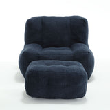 Modern Indoor Fluffy Bean Bag Chair With Memory Foam And Ottoman, Super Soft