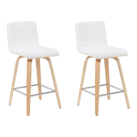 Vienna - Modern Counter Height Swivel Bar Stool - Patterned Oak Wood Frame