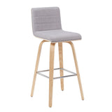 Vienna - Modern Swivel Bar Height Stool - Patterned Oak Wood Frame