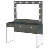 Afshan - 3-Drawer Vanity Set With Lighting - Gray High Gloss
