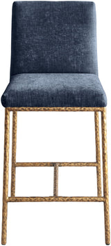 Reeves - Chenille Fabric Upholstered Counter Stool (Set of 2) - Gold Base