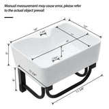 Rectangular Bathroom Sink With Towel Bar & Faucet Hole, Wall Mounted - White