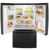 GE GFE26JGMBB - 36 in. 25.6 cu. ft. French Door Refrigerator with Ice & Water Dispenser - Black