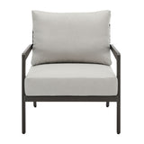Avila - Outdoor Club Chair With Woven Rattan Back Aluminum Frame And Cushions - Dark Bronze / Silver Ash