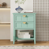2 Drawer Side Table, American Style, End Table, Suitable For Bedroom, Living Room, Study