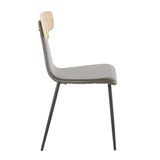 Elio - Chair (Set of 2) - Black Metal, Clay Gray Faux Leather, Natural Wood