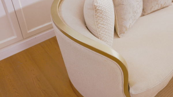 HD-7006 - Loveseat - Beige / Gold