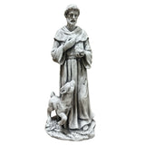St. Francis Of Assisi Religious Garden Statue With Bird And Fawn For Patio And Lawn - Antique Gray