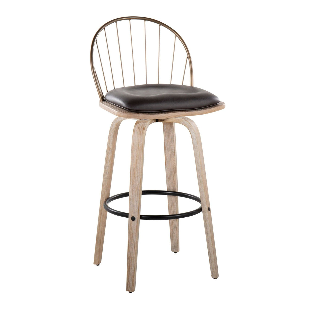 Riley - Industrial / Urban Fixed-Height Swivel Barstool (Set of 2)