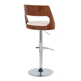 Cecina - Adjustable Barstool With Swivel And Rounded T Footrest (Set of 2) - Chrome Metal, Cherry Wood