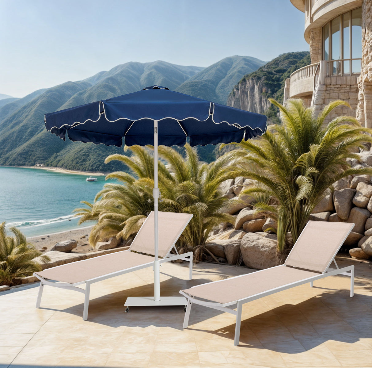 Amalfi - Patio Umbrella - White Pole