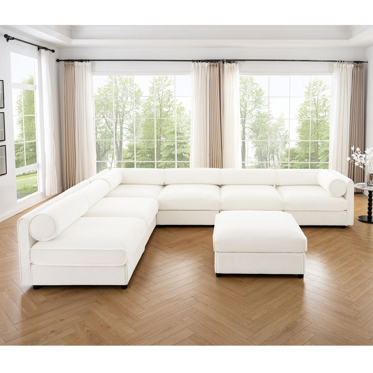 Modern Modular Sectional Sofa With Storag, Contemporary Cylindrical Design
