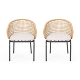 Outdoor Wicker Chair With Powder Coated Iron Legs