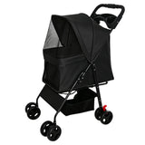 Foldable Pet Stroller For Small Dogs And Cats With Multi Functional Tray
