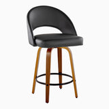 Renee - Upholstered Fixed-Height Barstool (Set of 2) - Walnut Wood Base
