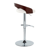 Grotto - Adjustable Barstool - Chrome Metal, Mahogany Wood