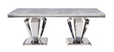 Satinka - Dining Table - Light Gray Printed Faux Marble Top & Mirrored Silver