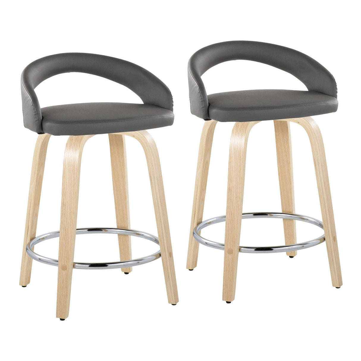 Grotto - 31" Upholstered Fixed-Height Counter Stool (Set of 2) - Natural Wood Base