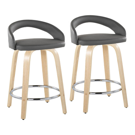 Grotto - 31" Upholstered Fixed-Height Counter Stool (Set of 2) - Natural Wood Base
