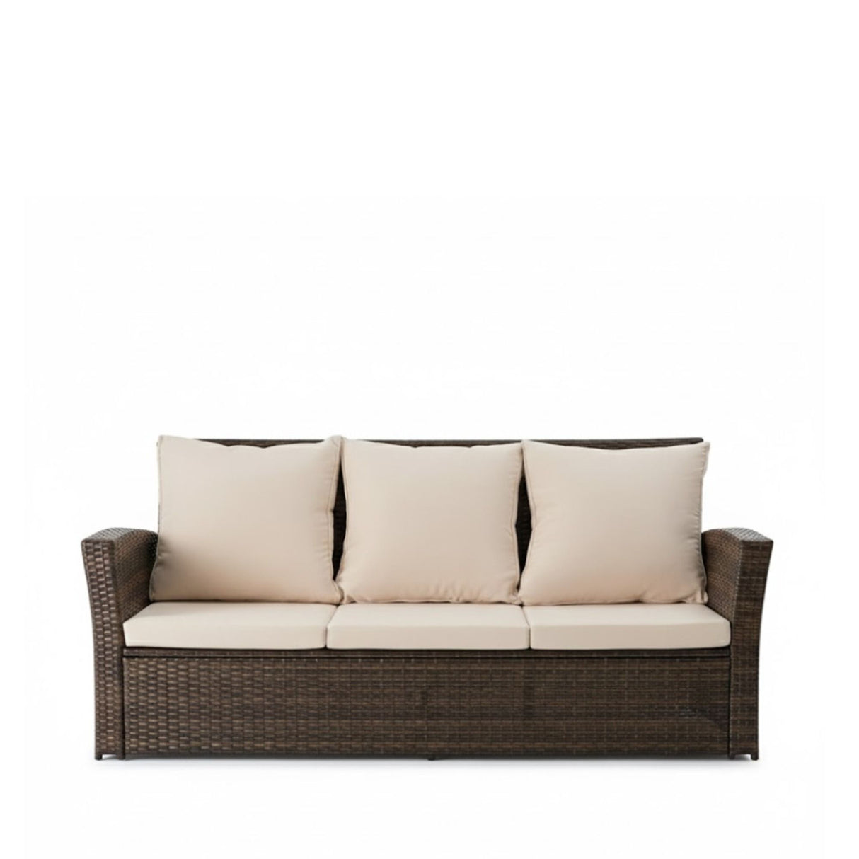 All-Weather Wicker 3 Seat Patio Sofa With Thick Cushions