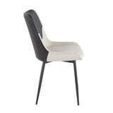 Wayne - Two - tone Chair (Set of 2) - Black Metal, Cream Fabric, Black Faux Leather